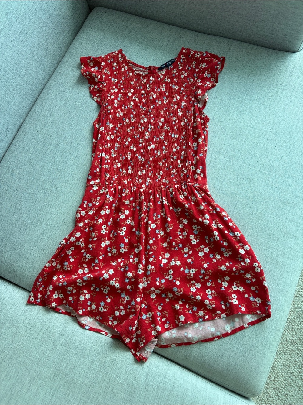 one clothing Red Floral Smocked Skort
